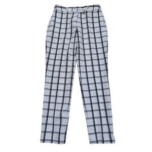 Express Women's Black White Windowpane Columnist Stretch Ankle Pants Size 4R